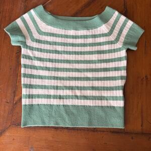 Abercrombie Kids Girls Striped Sweater Top Green White Size 7/8